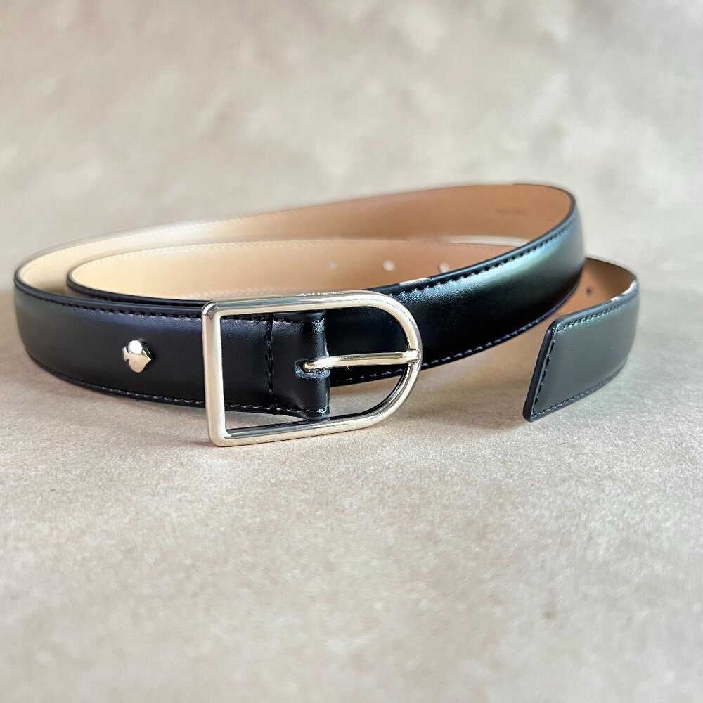 KATE SPADE Stitched Edge Leather Belt Black
